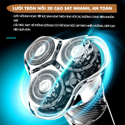 Máy cạo râu khô và ướt KEMEI KM-T86 chống thấm nước IPX6 công suất 8W sạc USB nhanh 1.5 giờ - Chính hãng