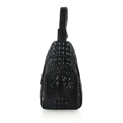 Túi đeo trước nam da cá sấu Huy Hoàng màu đen HC6285