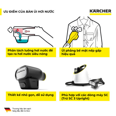 Phụ kiện bàn ủi hơi nước Karcher dùng cho máy làm sạch bằng hơi nước SC - Hàng Chính Hãng