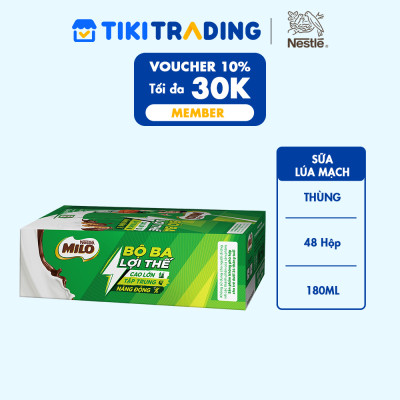 Thùng 48 Hộp Sữa Nestlé MILO Nước (180ml / Hộp)
