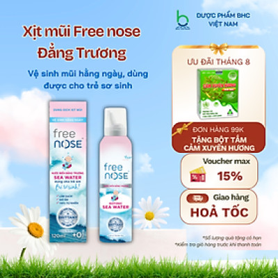 Xịt Mũi Free Nose Đẳng Trương Vệ Sinh Mũi Hằng Ngày Dành Cho Trẻ Sơ Sinh - Chai 120ml