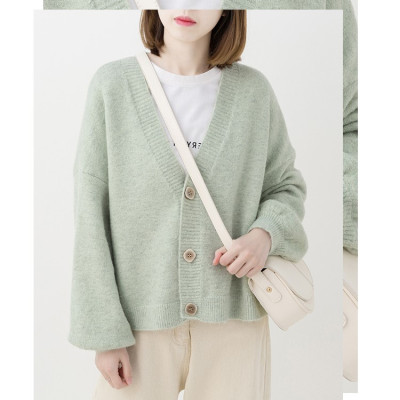 Áo Len Cardigan nữ cổ chữ V phong cách Hàn Quốc dáng rộng Haint  Boutique
