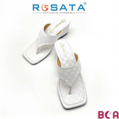 [TRANG NHÃ]  Giày Đế Xuồng Nữ Cao 4p RO726 ROSATA Thiết Kế Kẹp Ngón Thoải Mái, Bề Mặt Nhám Caro Độc Đáo