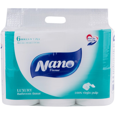 [MUA 1 TẶNG 10 KHĂN] Giấy vệ sinh Luxury Nano 6 cuộn không lõi, thương hiệu Nano giấy dày 3 lớp, an toàn tiết kiệm- Nano Tissue