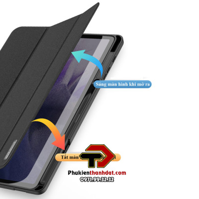 Bao da thông minh dành cho Samsung Tab S7, Tab S7+, Tab S7 FE, S8+ Plus, S8, S8 Ultra, S6 Lite P610/P615, S6 Lite 2022 Chính hãng Dux Ducis domo có khay đựng bút - Hàng Chính Hãng