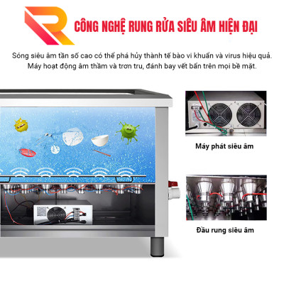 Máy rửa bát sóng siêu âm nhà hàng Rama RB800 dung tích 108L - Hàng chính hãng