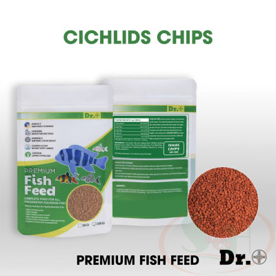 Thức ăn cá Dr+ Premium Cichild Chips lát mỏng nổi dinh dưỡng cho cá cảnh
