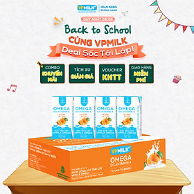 Sữa trái cây VPMILK Omega vị CAM tự nhiên cho bé trên 1 tuổi hộp 110ml (Thùng 48 hộp)
