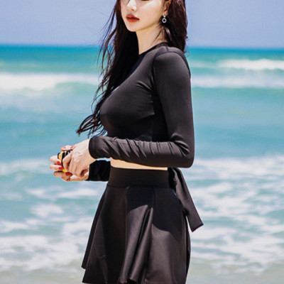 Đồ Bơi Tay Dài Chống Nắng Lưng Áo Cao Váy Xòe AT188 MayHomes, Thun Lạnh Co Giãn Tốt, Bền Chắc