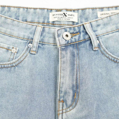 Quần Jeans Nam Cao Cấp HUNTER X-RAYS Form Straight Cotton Màu Xanh Nhạt D23