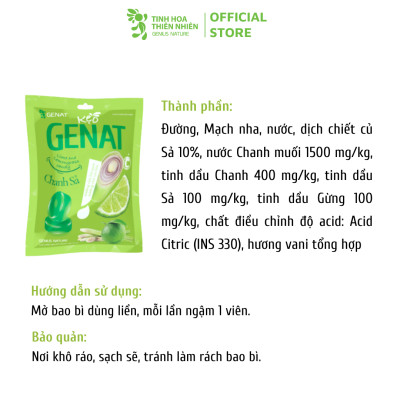 Kẹo ngậm Genat Chanh Sả (Túi 20 viên)