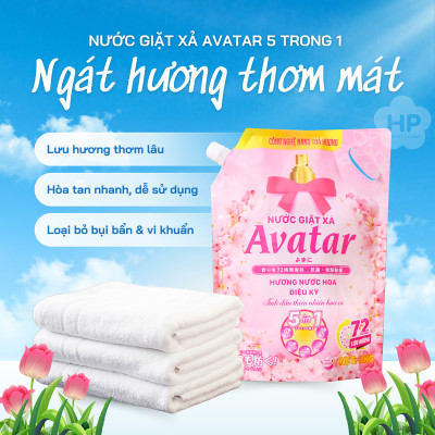 Nước Giặt Xả 5 Trong 1 Hương Hoa Cỏ Lưu Hương 72h Avatar (Túi 3kg)
