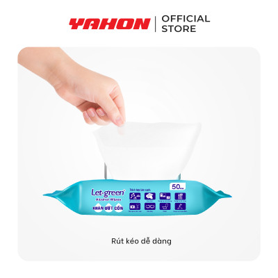 Combo Khăn Ướt Cồn LET-GREEN 50 Miếng/Bao