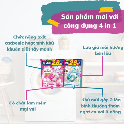 Viên giặt xả Bold GelBall 4D P&G hương hoa ngọt ngào túi refill 36 Viên