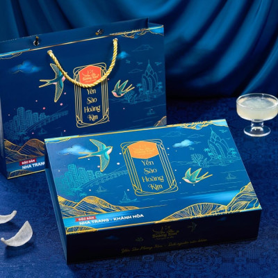 [CHÍNH HÃNG] Yến Sào Hoàng Kim - Hộp Quà Kim Lộc Quý (50g Tổ Yến Thượng Hạng & 4 Hũ Yến Chưng Đường Phèn) - Quà Biếu Cao Cấp, Sang Trọng