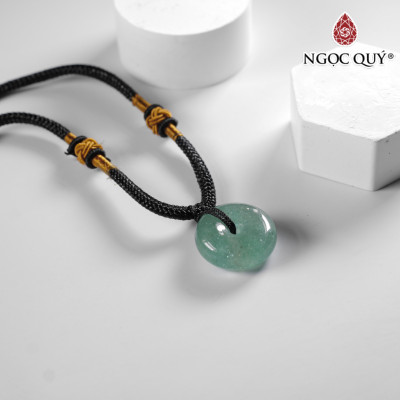 Mặt dây chuyền đồng điếu đá thạch anh dâu xanh 20mm mệnh hỏa, mộc - Ngọc Qúy Gemstones