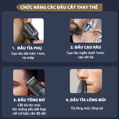 Máy cạo râu đa năng 3IN1 Kemei KM-6541 có thể cạo râu, cắt tóc, tỉa lông mũi - Chính hãng