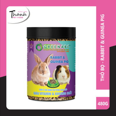 Thức ăn Thỏ Cảnh, Bọ Ú, Hà Mã Mini của nhãn GREENABC - Lông mượt, tiêu hóa tốt, tăng đề kháng, ăn ngon – Hộp 480g