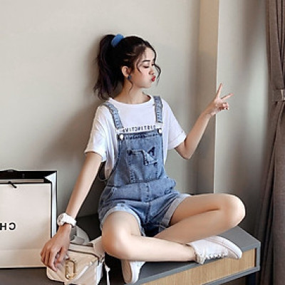 [HÀNG XỊN_CÓ TẶNG QUÀ] Quần yếm jean ngắn nữ YS13 vải dày, phong cách Hàn Quốc