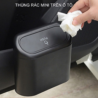 Thùng rác mini trên xe ô tô, loại nhỏ gắn cửa xe, gắn ghế sau tiện dụng