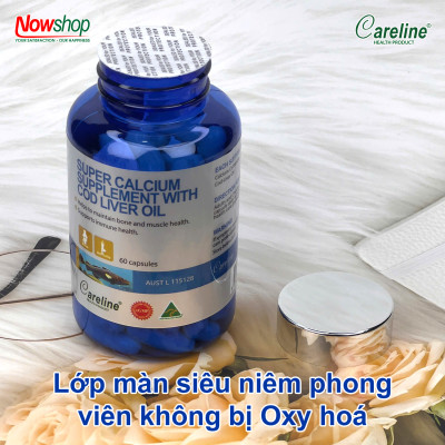 Super Calcium Supplement With Cod Liver Oil 1000mg Careline hộp 60 viên bổ sung canxi và omega 3