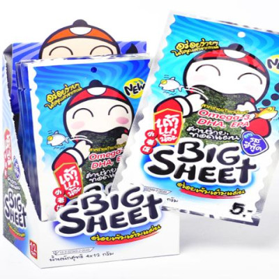 Hộp 12 gói Snack rong biển Tao Kae Noi Big Sheet vị Hải Sản (4g)