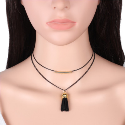 Vòng cổ choker tua rua đen V27
