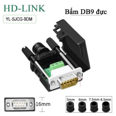 Đầu bấm DB9 RS232 Male - Female chân 2,3,5 HD-Link YL-SJCG-09DMF dùng làm cáp RS232C. Hàng chính hãng !!! 