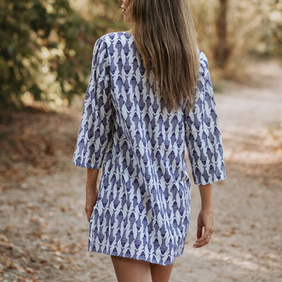 Đầm Xẻ Tà Thêu Cotton Isla Bonita