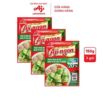Combo 3 gói Hạt nêm Aji-ngon Heo giảm muối 150g/gói