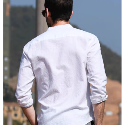 Áo sơ mi nam cổ tàu thiết kế  tày dài thích hợp mặc mùa nhè, mùa thu với chất liệu mềm mịn mướt