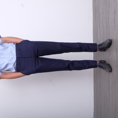 Quần âu nam ALIGRO màu navy kẻ sọc trắng, chuẩn form slimfit, tôn dáng ALGO1052