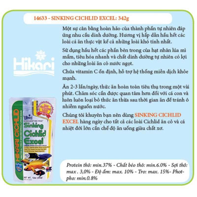 Thức ăn cá ali Hikari Cichlid Cichlid Excel - Cám cá ali giàu dinh dưỡng - Thức ăn ali