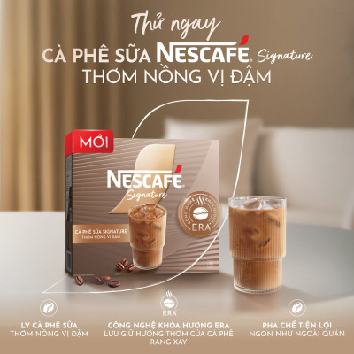 [Tặng Loa Bluetoooth Mini Signature] Combo 2 Cà phê sữa NESCAFÉ Signature Hộp 10 gói THƠM NỒNG VỊ ĐẬM