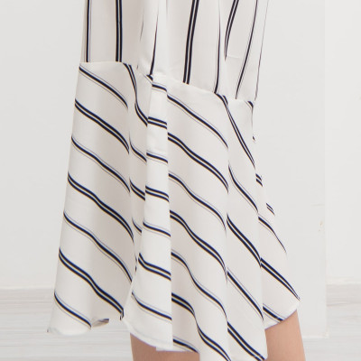 Đầm Lụa Đuôi Cá Tùng Nhún Bèo Sọc Maxivic, La Mộc - LM92110