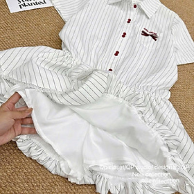 Váy cổ sơ mi kẻ bo chun siêu HOT