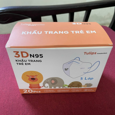 Khẩu Trang 3D N95 Tulips Có Van Thở Trẻ Em Hộp 20 cái
