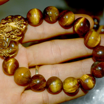 Vòng tay chuỗi đá mắt hổ tỳ hưu-nhiều cỡ ly