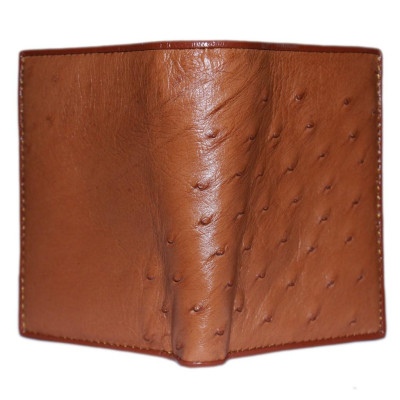 HP2418 - Bóp nam Huy Hoàng da đà điểu da bụng kiểu đứng màu vàng bò