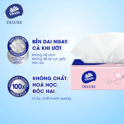 [MUA 3 LỐC KHĂN RÚT SIZE L TẶNG 3 GÓI KHĂN RÚT SIZE M+ 1 MÓC KHÓA] Khăn giấy rút cao cấp Vinda Deluxe 3 lớp 110 tờ size L (4 Gói)