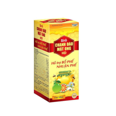 Combo 2 Chai Siro Chanh Đào Mật Ong HD giảm ho, giảm đờm, đau rát cổ họng - Chai 100ml