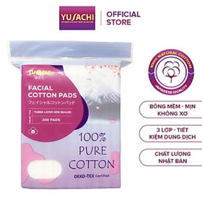 BÔNG TẨY TRANG CAO CẤP YUSACHI SUZURAN 100% COTTON (200 MIẾNG/BỊCH)