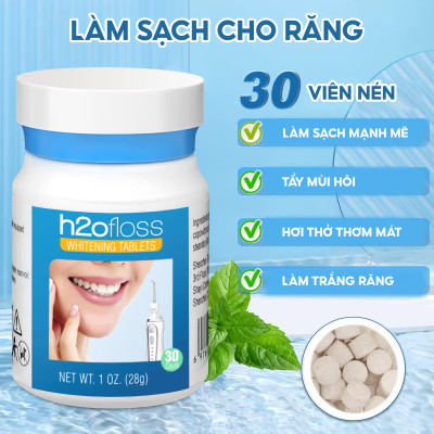 Đầu tăm nước cho máy h2ofloss với 30 viên trắng răng cho hơi thở thơm mát và răng trắng sáng tự nhiên
