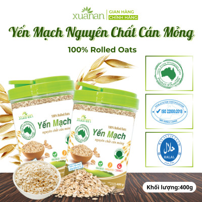 Yến Mạch Nguyên Chất Cán Mỏng Xuân An [ko đường]Hộp400G(Tặng 1 Túi Yến Mạch 150G)