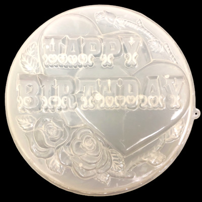 Khuôn rau câu sinh nhật trái tim đôi Happy Birthday – Khuôn hình tròn loại 25 cm - Mã số 1019