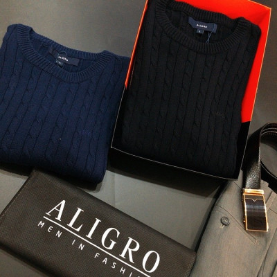 Áo len dài tay nam aligro ALEND027 màu đen