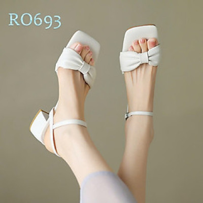 Sandal nữ quai nơ ROSATA RO693 cao 4p - Đỏ, Trắng - HÀNG VIỆT NAM - BKSTORE