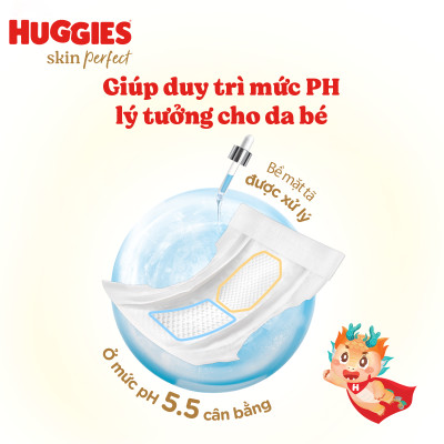 Tã quần Huggies Skin Perfect Mega Jumbo L88+4 miếng với 2 vùng thấm giảm kích ứng da