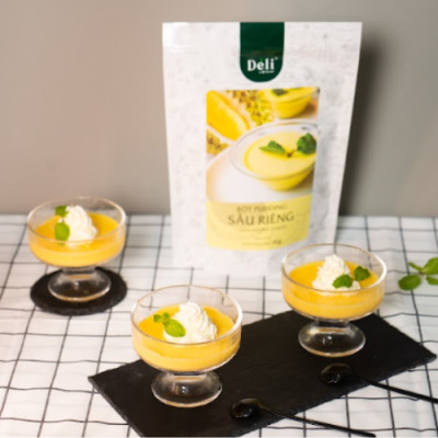 Pudding Sầu Riêng Déli - Tách lẻ 250gr - chuyên dùng làm topping trà sữa - thơm béo, mềm mại