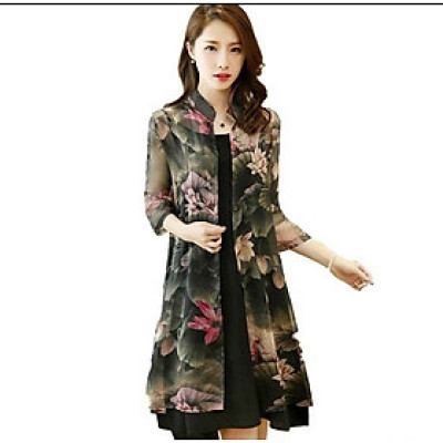 Đầm trung niên họa tiết dn21072801